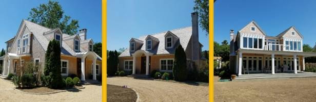Full home builds — Southampton: three custom shingle-style homes with dormers and professional landscaping