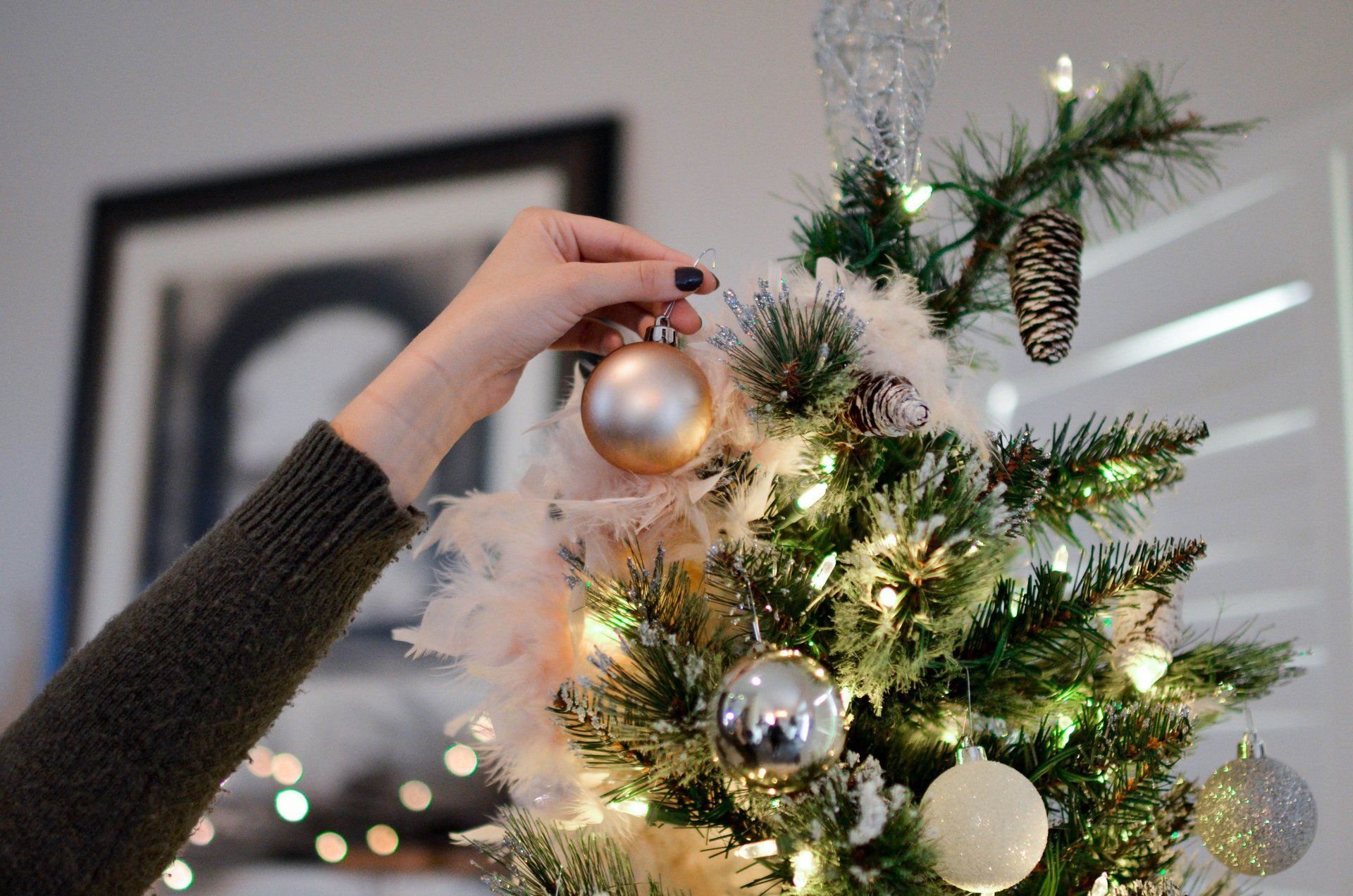 Holiday decorating scene
